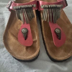 Birkenstock Pink Sandals with Fringe